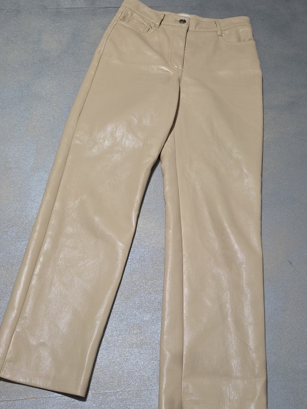 Wilfred Cream Straight-Leg Faux Leather Trousers ARITIZIA NWOTS